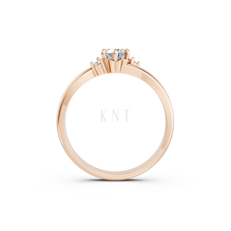 NHẪN ĐÍNH HÔN R447 màu vàng hồng Rose Gold thiết kế đối xứng, phong cách, ấn tượng