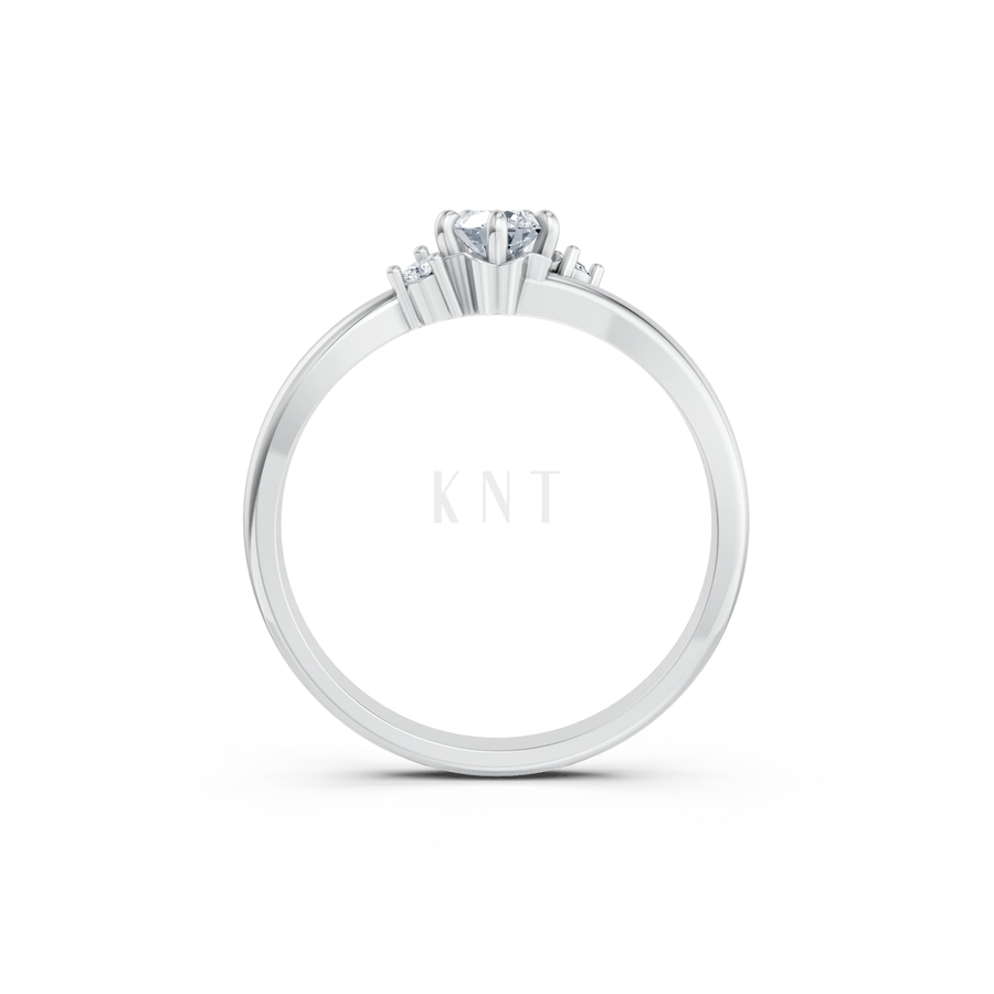 NHẪN ĐÍNH HÔN R447 màu vàng trắng White Gold vàng sáng, đường nét sắc sảo, tinh tế