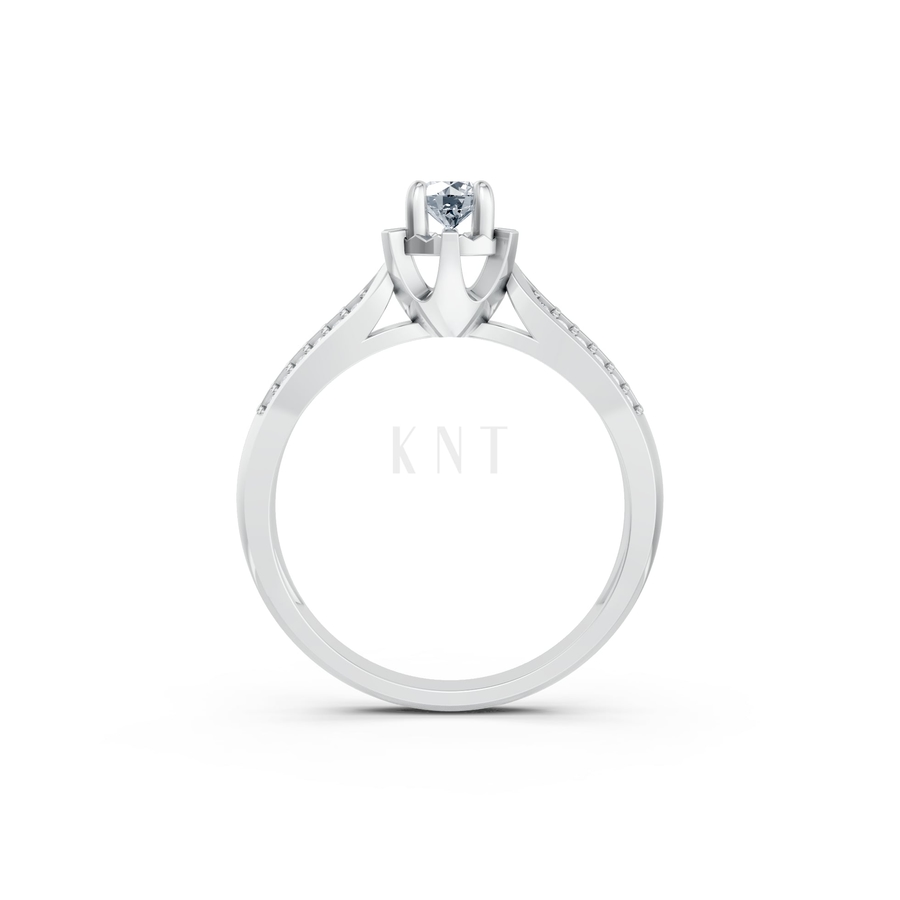 Nhẫn đính hôn R457 màu vàng trắng White Gold vàng sáng bóng, thiết kế trẻ trung