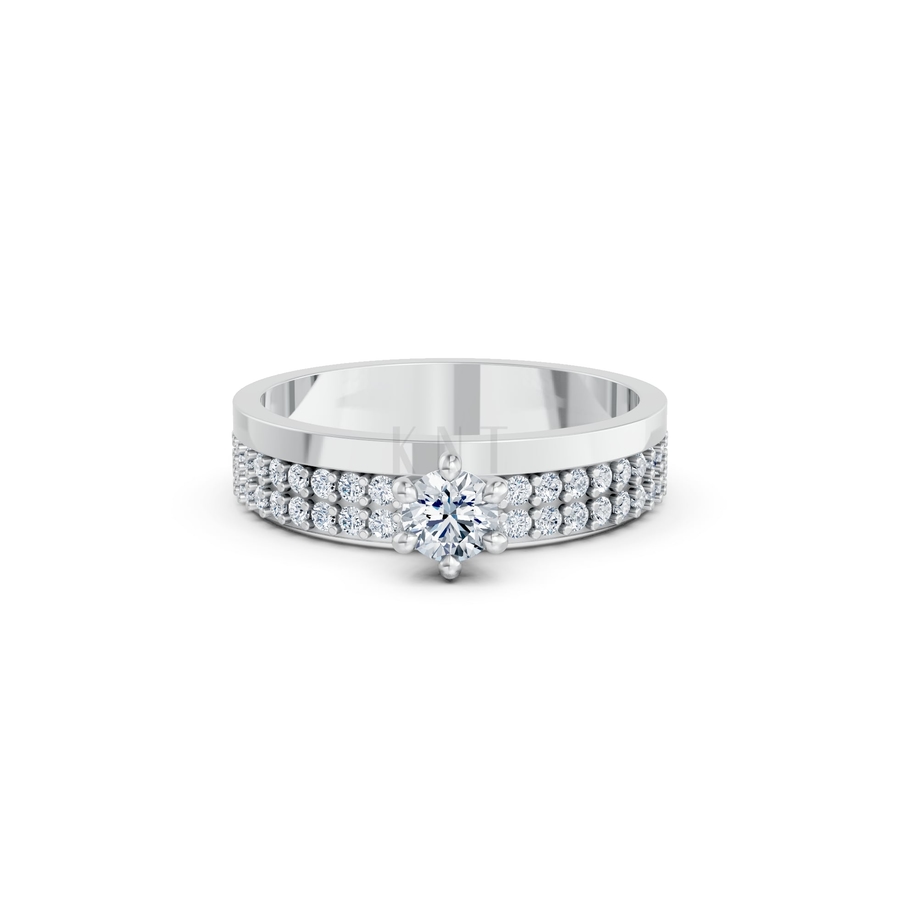 NHẪN ĐÍNH HÔN R458 màu vàng trắng White Gold vàng sáng bóng, thiết kế trẻ trung