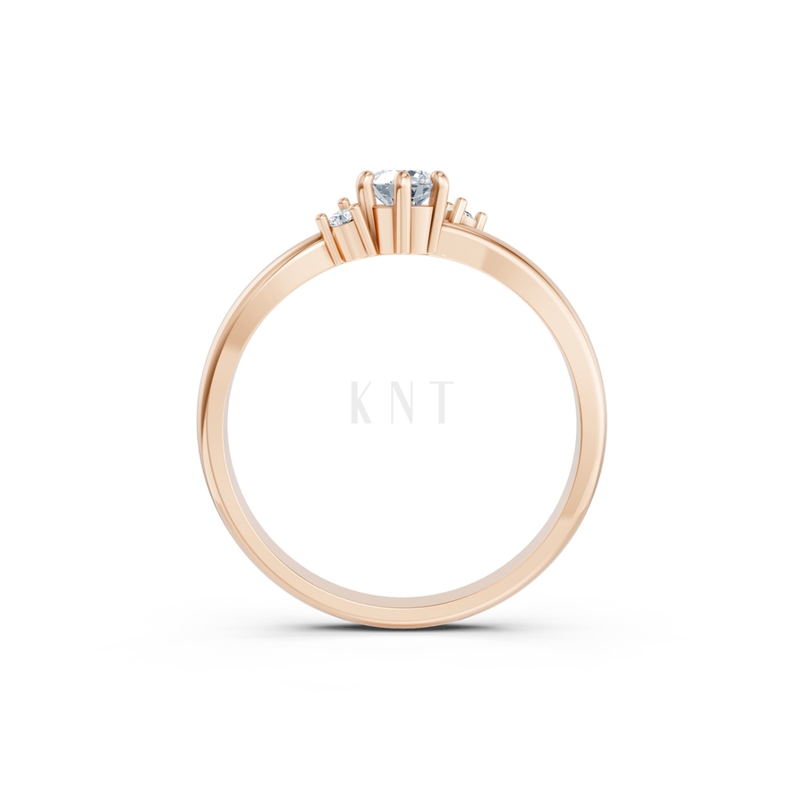 NHẪN ĐÍNH HÔN R460 màu vàng hồng Rose Gold vàng đẹp, họa tiết hình học, độc đáo