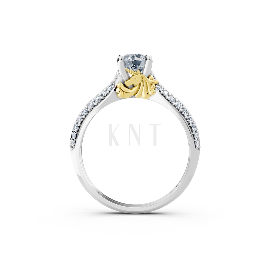 Nhẫn đính hôn R471 phối màu Dual Color phong cách trẻ trung, nổi bật