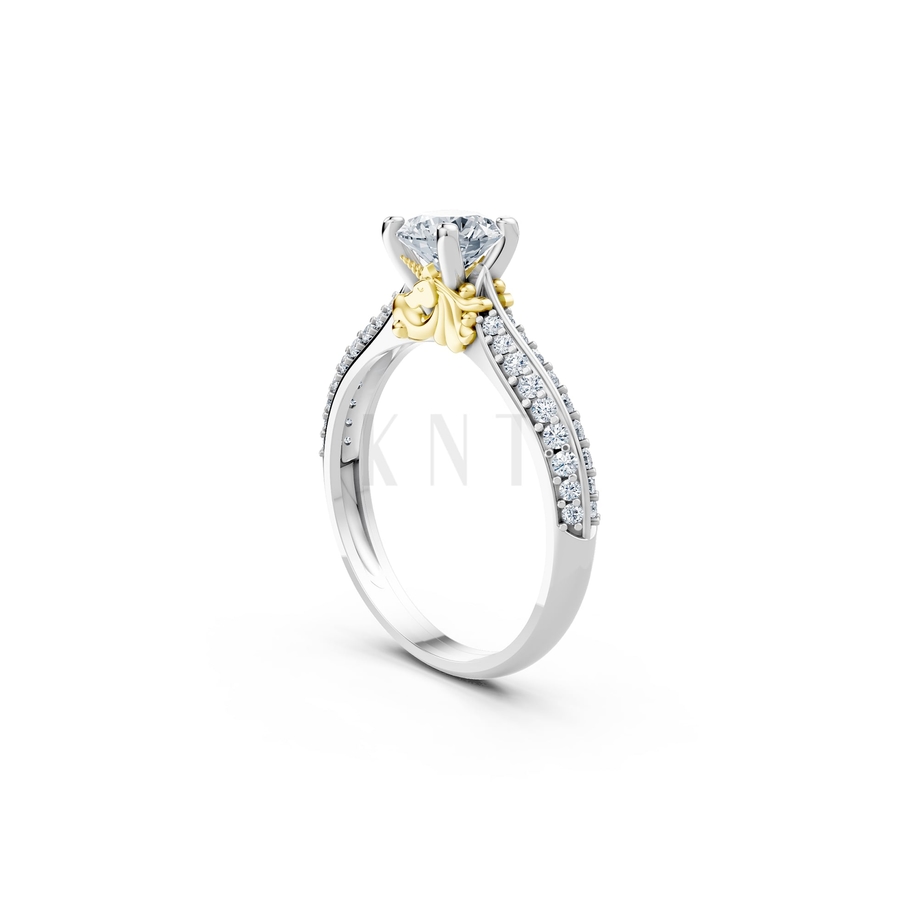 Nhẫn đính hôn R471 phối màu Dual Color thiết kế đối xứng, phong cách, ấn tượng