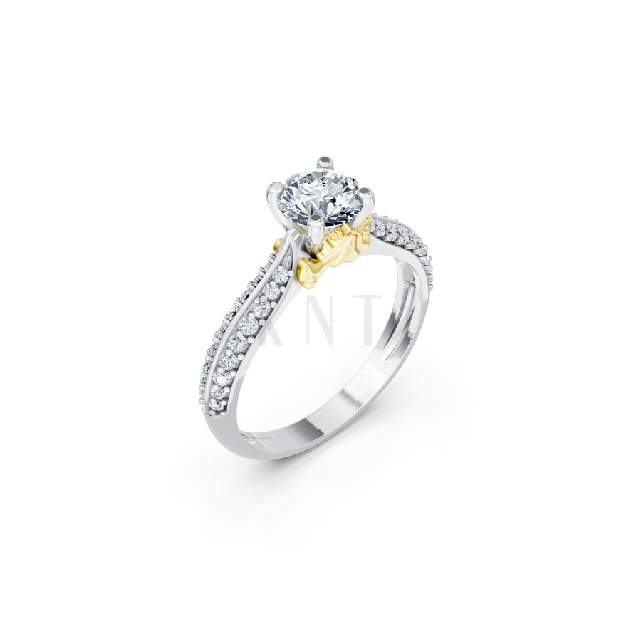 Nhẫn đính hôn R471 phối màu Dual Color họa tiết ấn tượng, cá tính