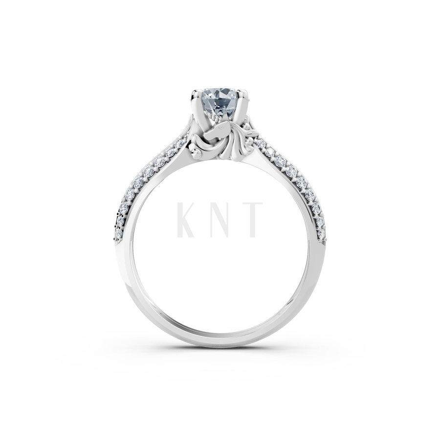 Nhẫn đính hôn R471 màu vàng trắng White Gold kiểu dáng cá tính, hiện đại