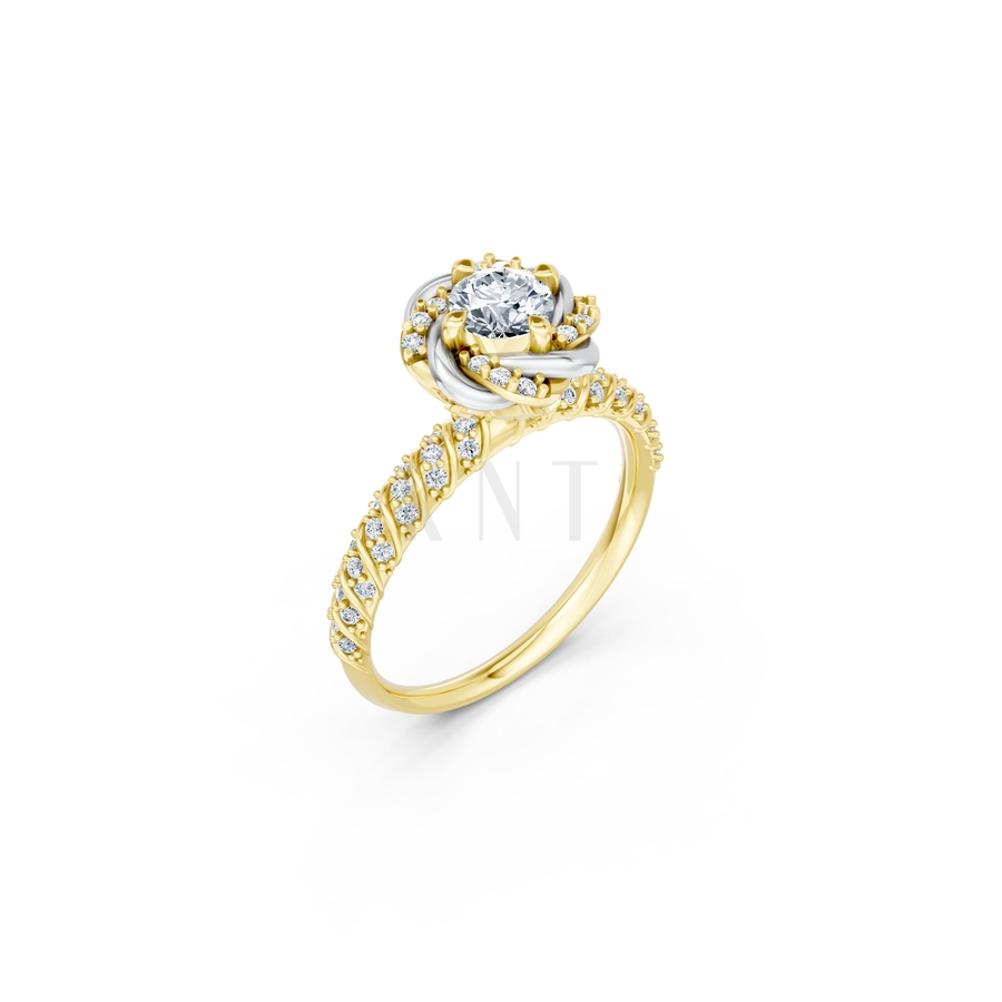 Nhẫn đính hôn R472 phối màu Dual Color họa tiết ấn tượng, cá tính