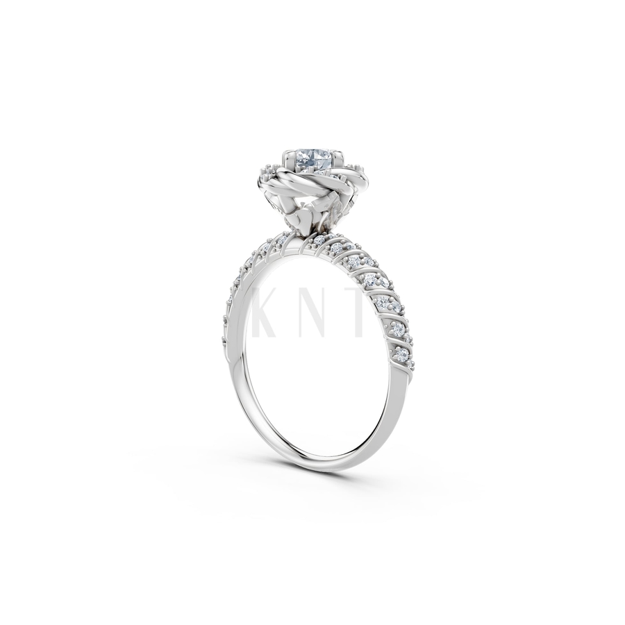 Nhẫn đính hôn R472 màu vàng trắng White Gold vàng sáng, đường nét sắc sảo, tinh tế