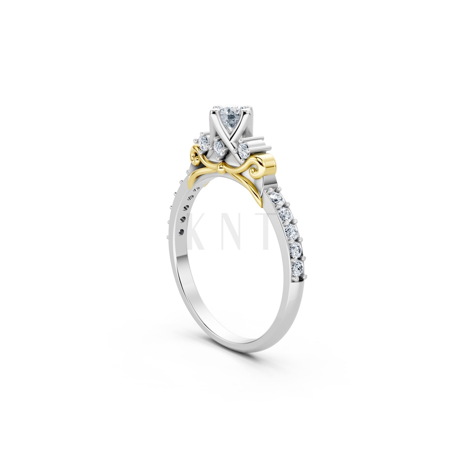 Nhẫn đính hôn R473 phối màu Dual Color phong cách trẻ trung, nổi bật