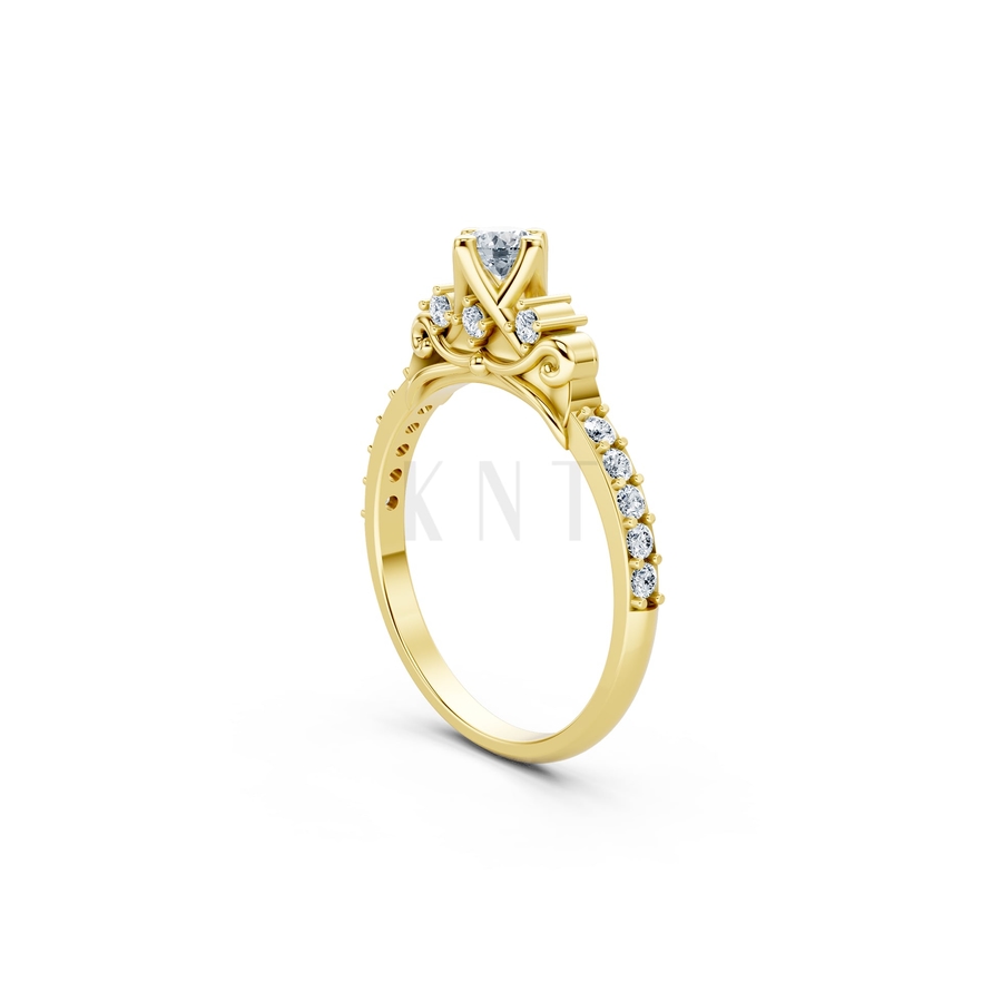 Nhẫn đính hôn R473 màu Vàng Gold vàng 10K/14K/18K/607 cao cấp, thanh lịch