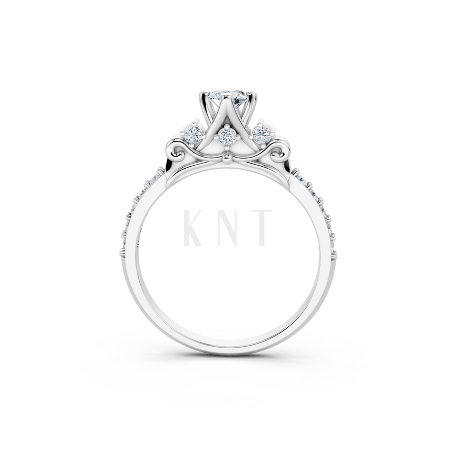 Nhẫn đính hôn R473 màu vàng trắng White Gold kiểu dáng cá tính, hiện đại