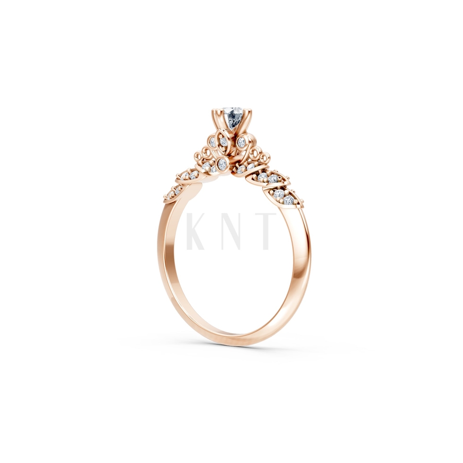 Nhẫn đính hôn R475 màu vàng hồng Rose Gold vàng đẹp, họa tiết hình học, độc đáo