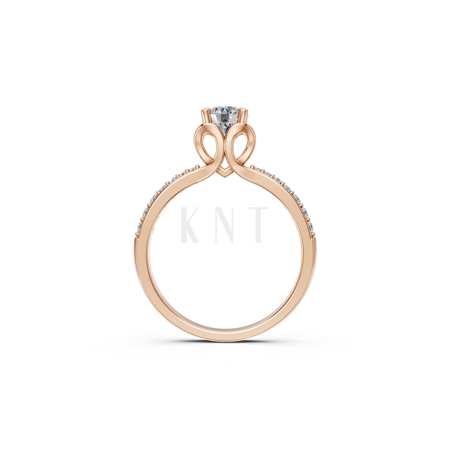 NHẪN ĐÍNH HÔN R479 màu vàng hồng Rose Gold thiết kế đối xứng, phong cách, ấn tượng