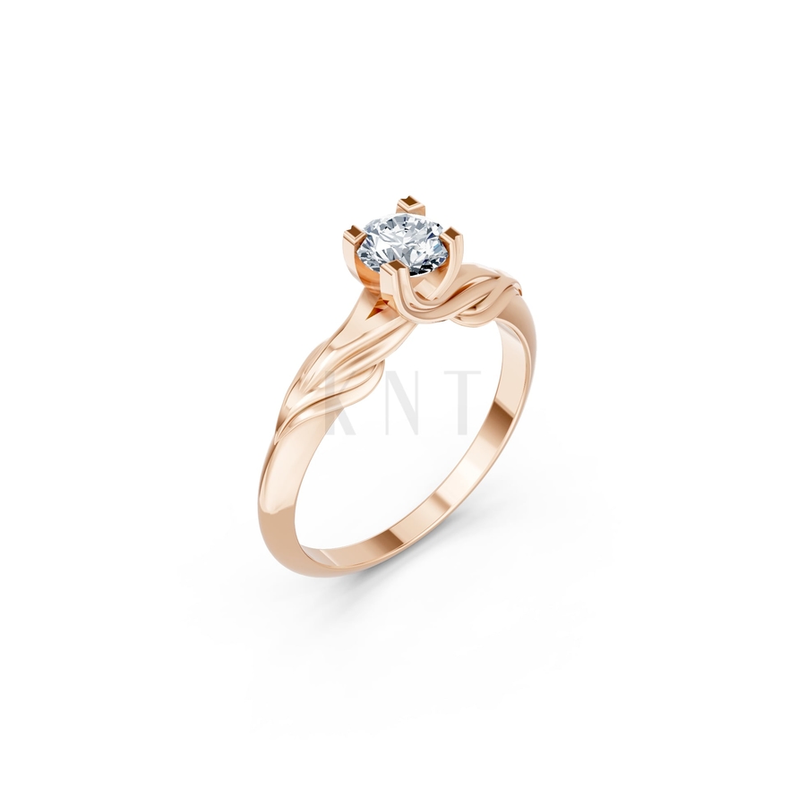 Nhẫn đính hôn R480 màu vàng hồng Rose Gold họa tiết ấn tượng, cá tính