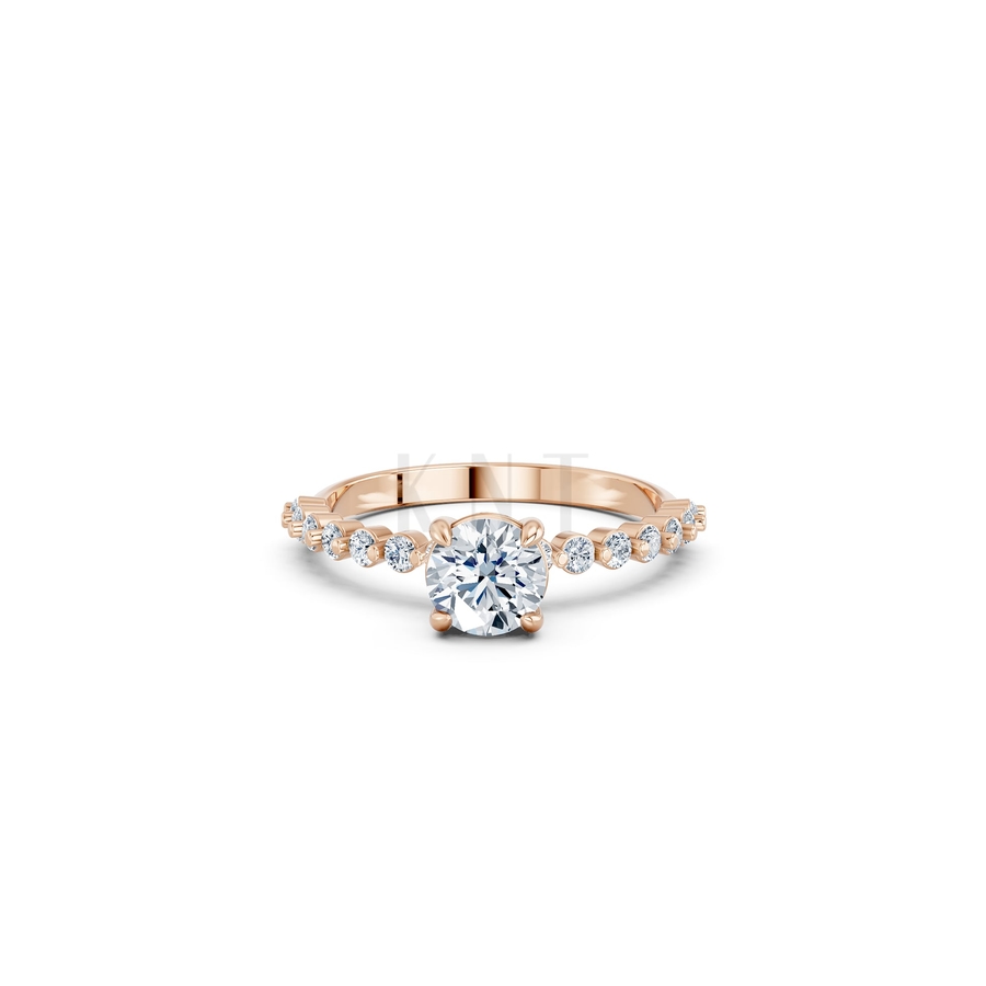 Nhẫn đính hôn R481 màu vàng hồng Rose Gold thiết kế đối xứng, phong cách, ấn tượng