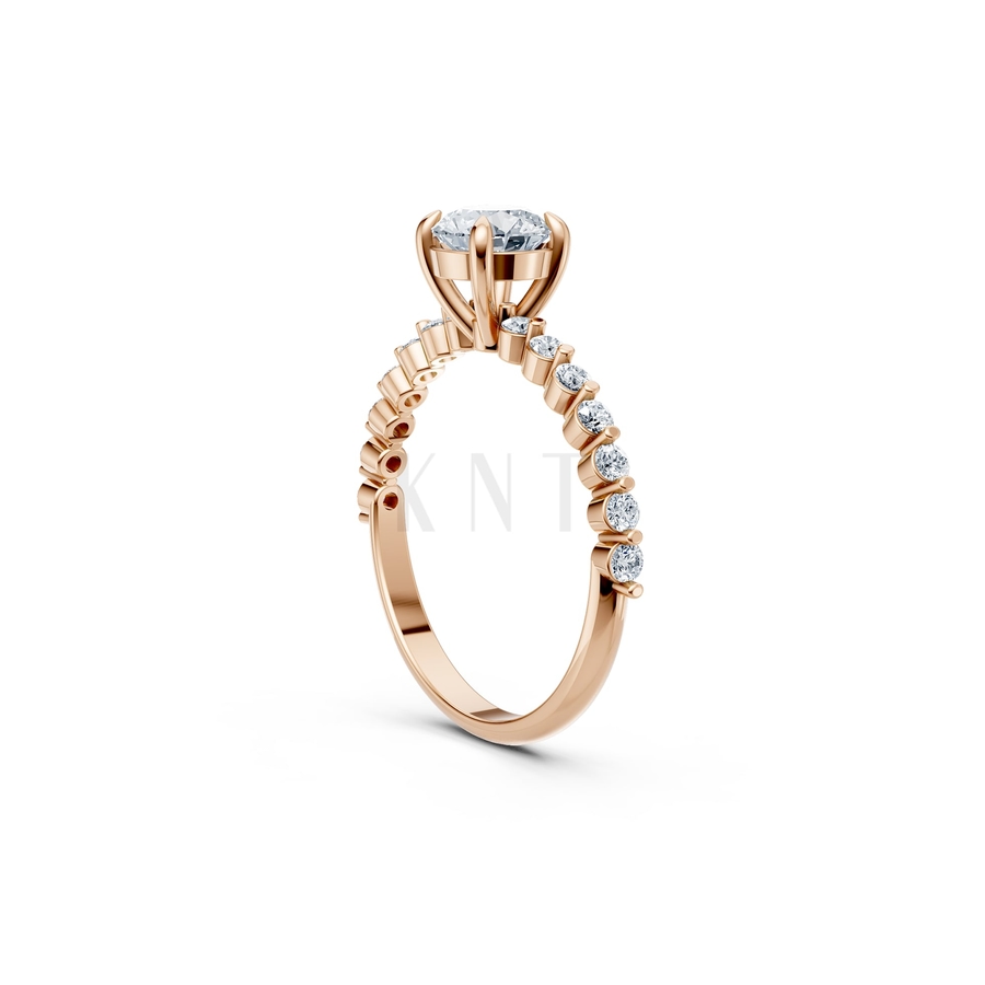 Nhẫn đính hôn R481 màu vàng hồng Rose Gold phong cách trẻ trung, nổi bật