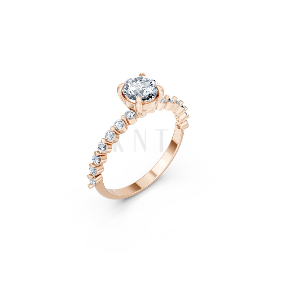 Nhẫn đính hôn R481 màu vàng hồng Rose Gold họa tiết ấn tượng, cá tính