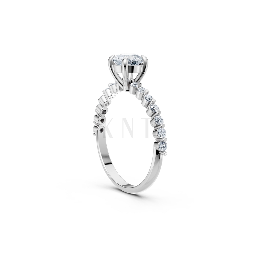 Nhẫn đính hôn R481 màu vàng trắng White Gold vàng sáng, đường nét sắc sảo, tinh tế