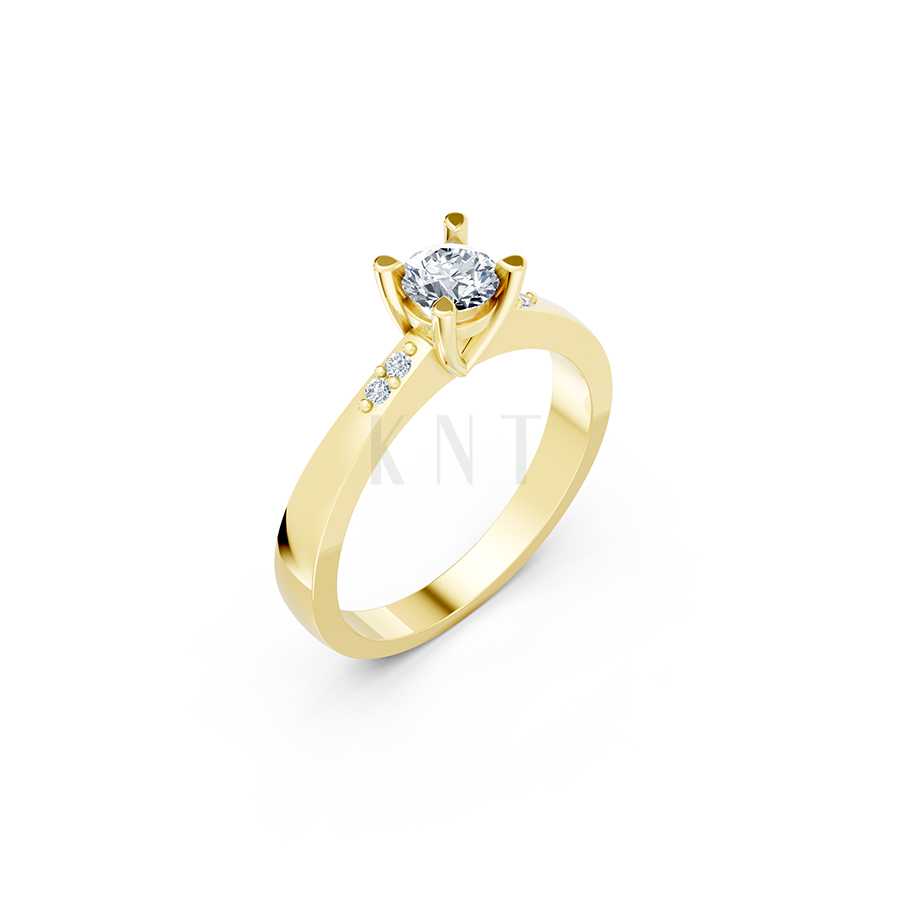 Nhẫn đính hôn R60 thiết kế ổ hột nổi bật, đá tấm thanh lịch màu Vàng Gold thiết kế tinh tế, sang trọng