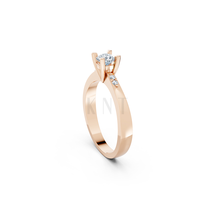 Nhẫn đính hôn R60 thiết kế ổ hột nổi bật, đá tấm thanh lịch màu vàng hồng Rose Gold cặp đôi, phong cách trẻ trung, nổi bật