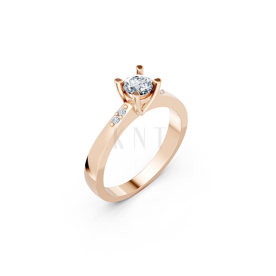 Nhẫn đính hôn R60 thiết kế ổ hột nổi bật, đá tấm thanh lịch màu vàng hồng Rose Gold họa tiết ấn tượng, cá tính