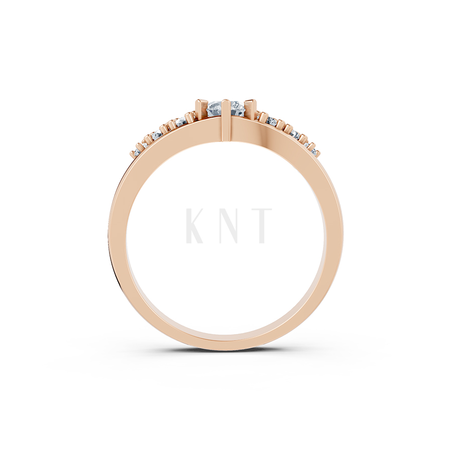 Nhẫn đính hôn R84 màu vàng hồng Rose Gold vàng đẹp, họa tiết hình học, độc đáo