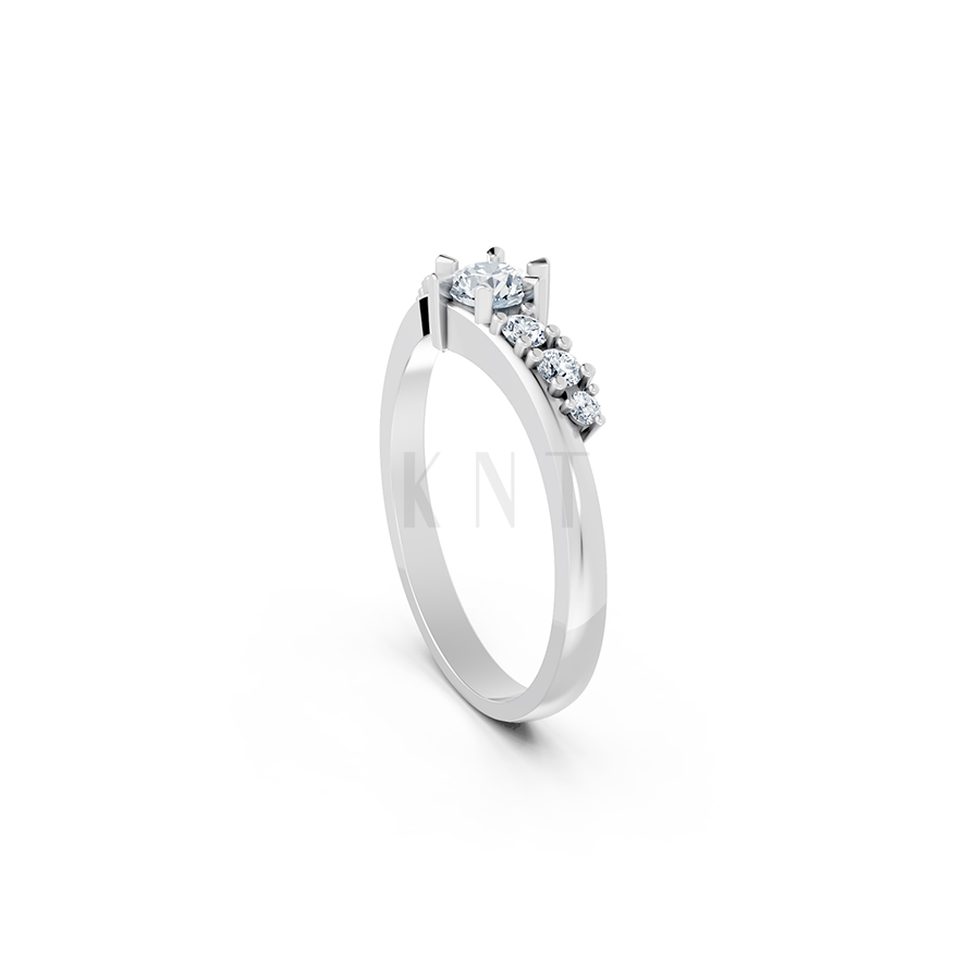 Nhẫn đính hôn R84 màu vàng trắng White Gold vàng sáng, đường nét sắc sảo, tinh tế