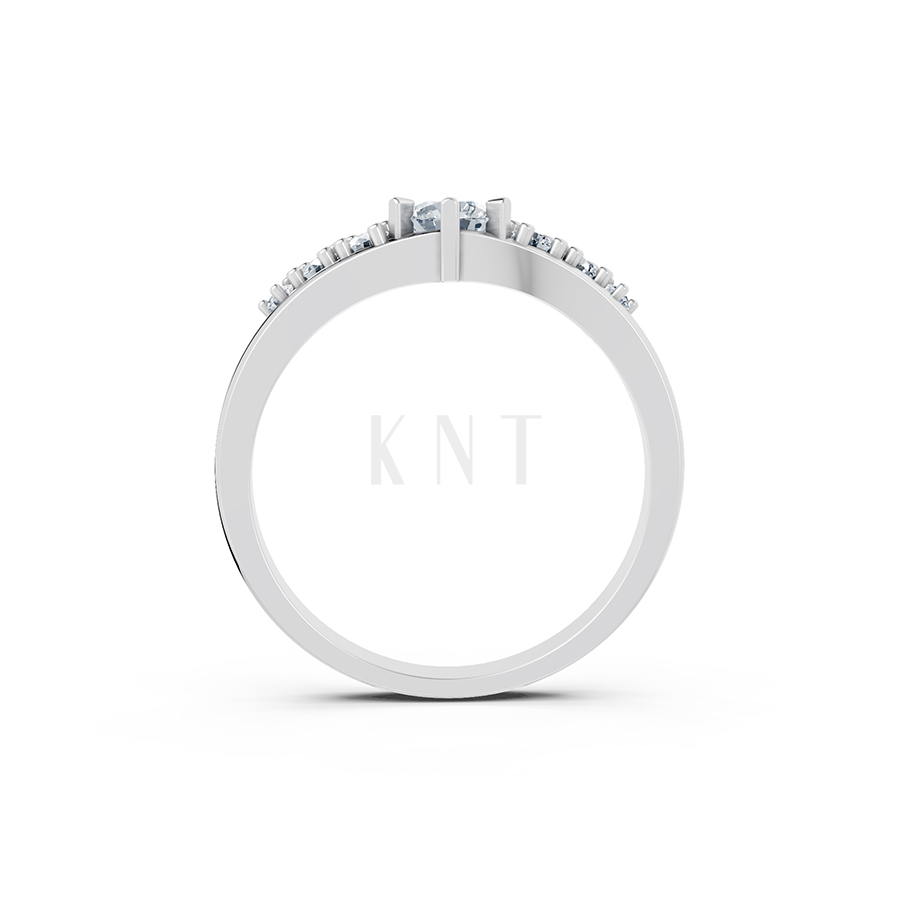 Nhẫn đính hôn R84 màu vàng trắng White Gold kiểu dáng cá tính, hiện đại