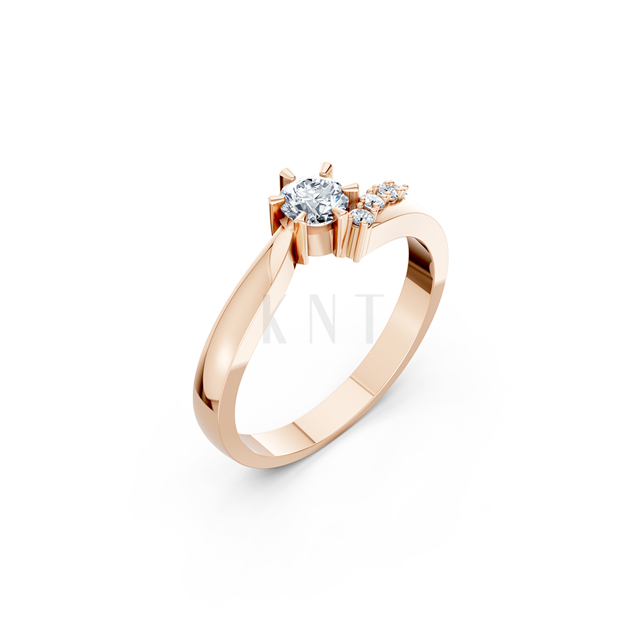 Nhẫn đính hôn R87 màu vàng hồng Rose Gold họa tiết ấn tượng, cá tính