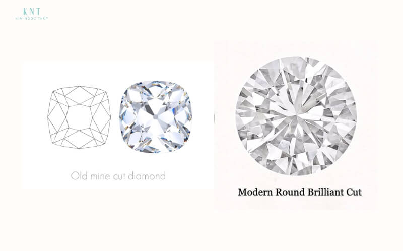 So sánh kim cương Old Mine và Round Brilliant hiện đại