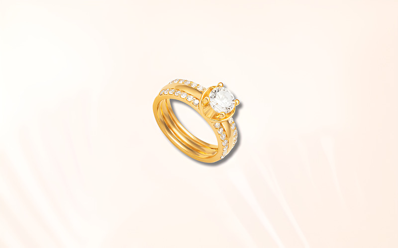 Nhẫn nữ vàng 22K đính đá kiểu Bezel – thanh lịch, an toàn, phù hợp đeo hàng ngày