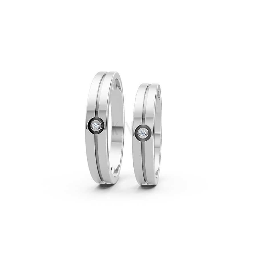 Nhẫn cưới A106 vàng trắng White Gold thiết kế trẻ trung, hiện đại