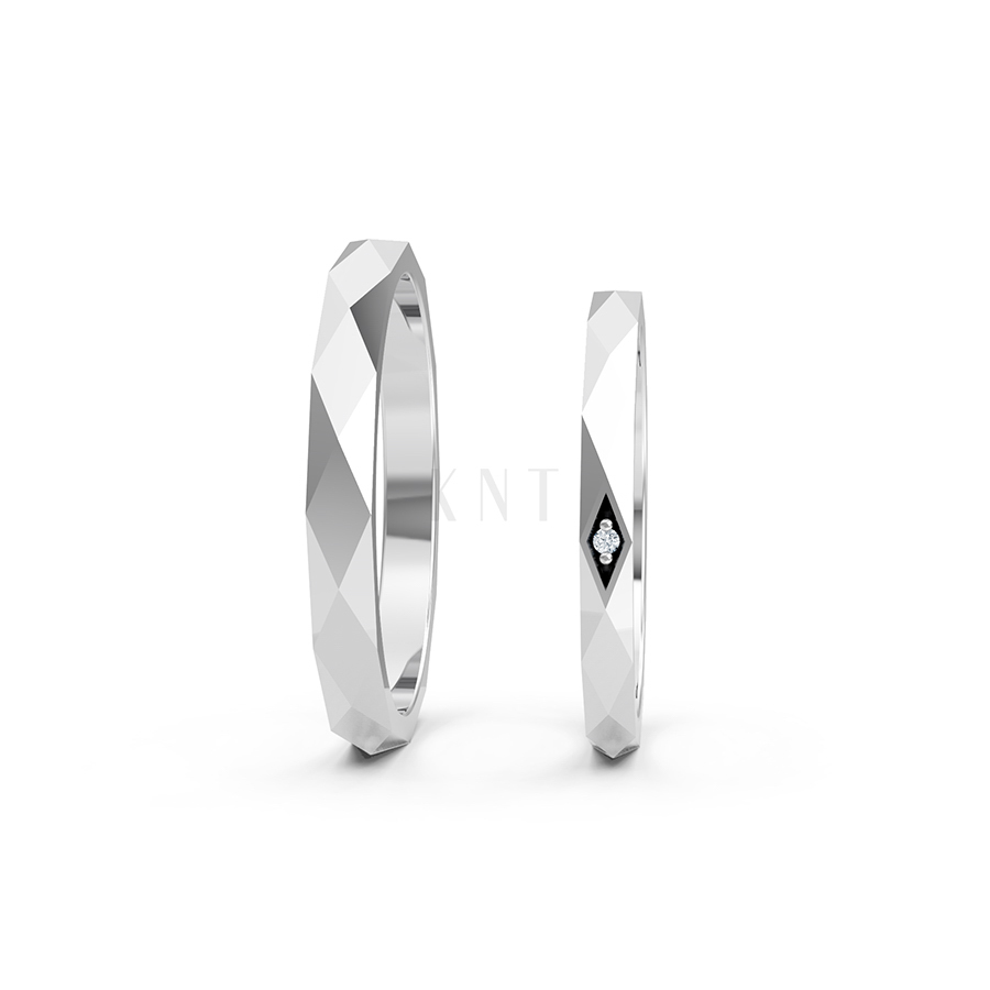 Nhẫn cưới A107 vàng trắng White Gold thiết kế trẻ trung, hiện đại