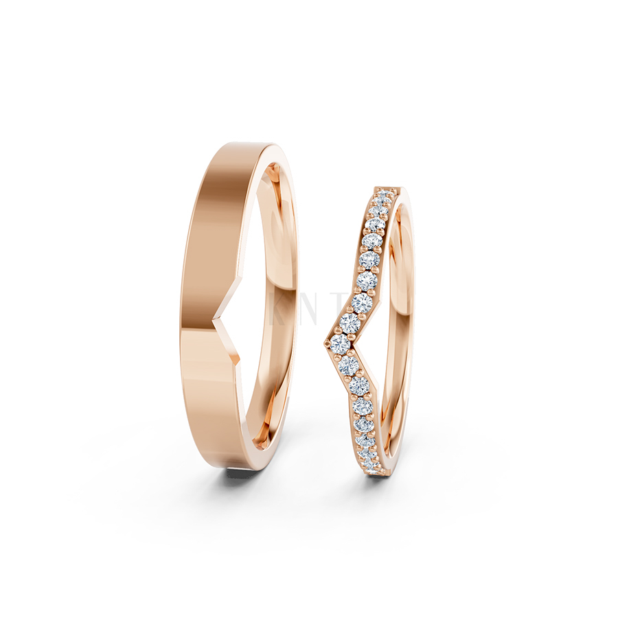 Nhẫn cưới A108 vàng hồng Rose Gold phong cách trẻ trung, nổi bật