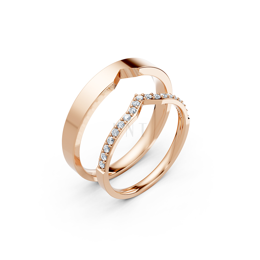 Nhẫn cưới A108 vàng hồng Rose Gold họa tiết ấn tượng, cá tính