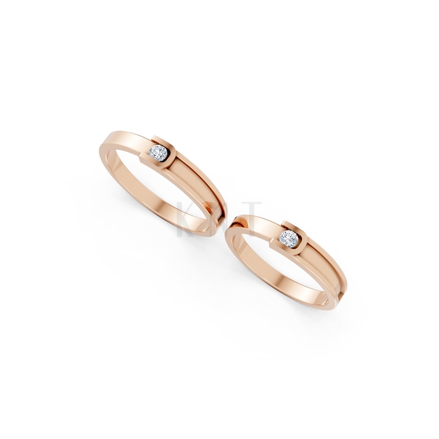 NHẪN CƯỚI A163 vàng hồng Rose Gold thiết kế đối xứng, phong cách, ấn tượng