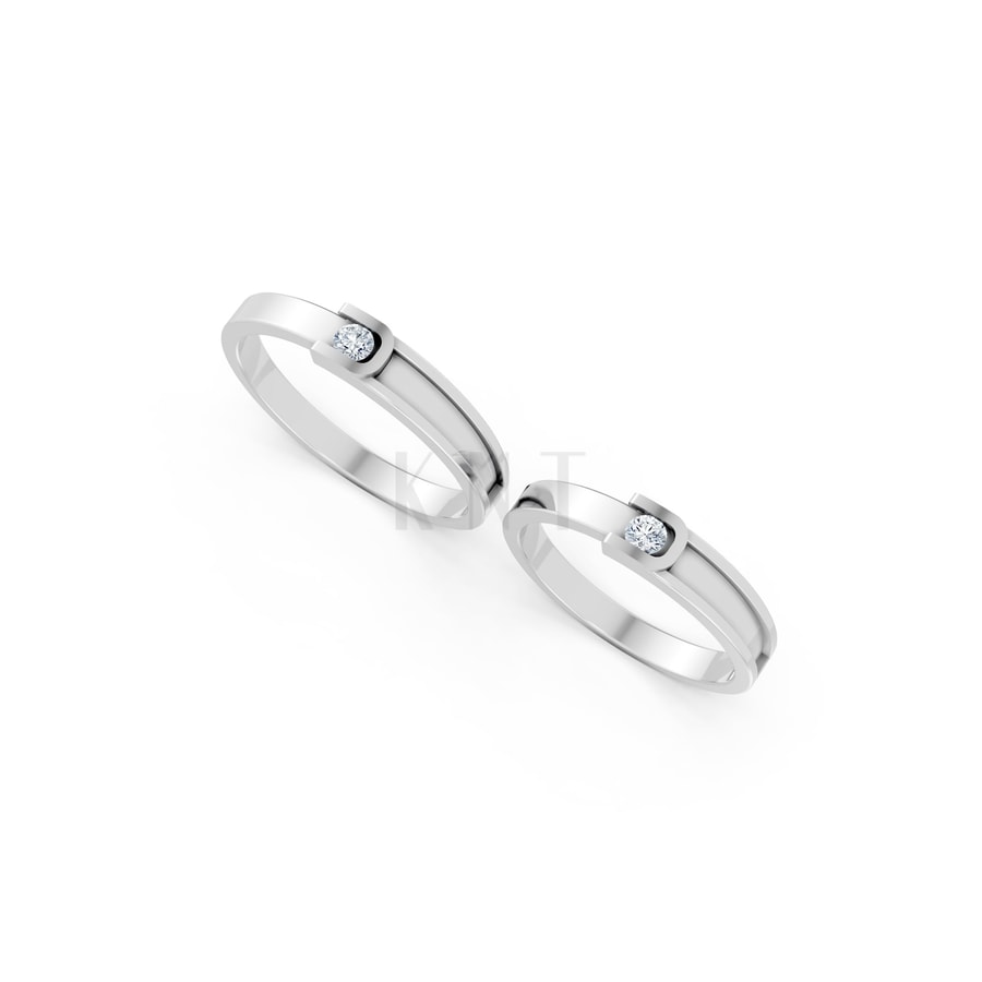 NHẪN CƯỚI A163 vàng trắng White Gold kiểu dáng cá tính, hiện đại