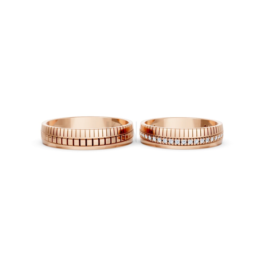 NHẪN CƯỚI A190 vàng hồng Rose Gold thiết kế đối xứng, phong cách, ấn tượng