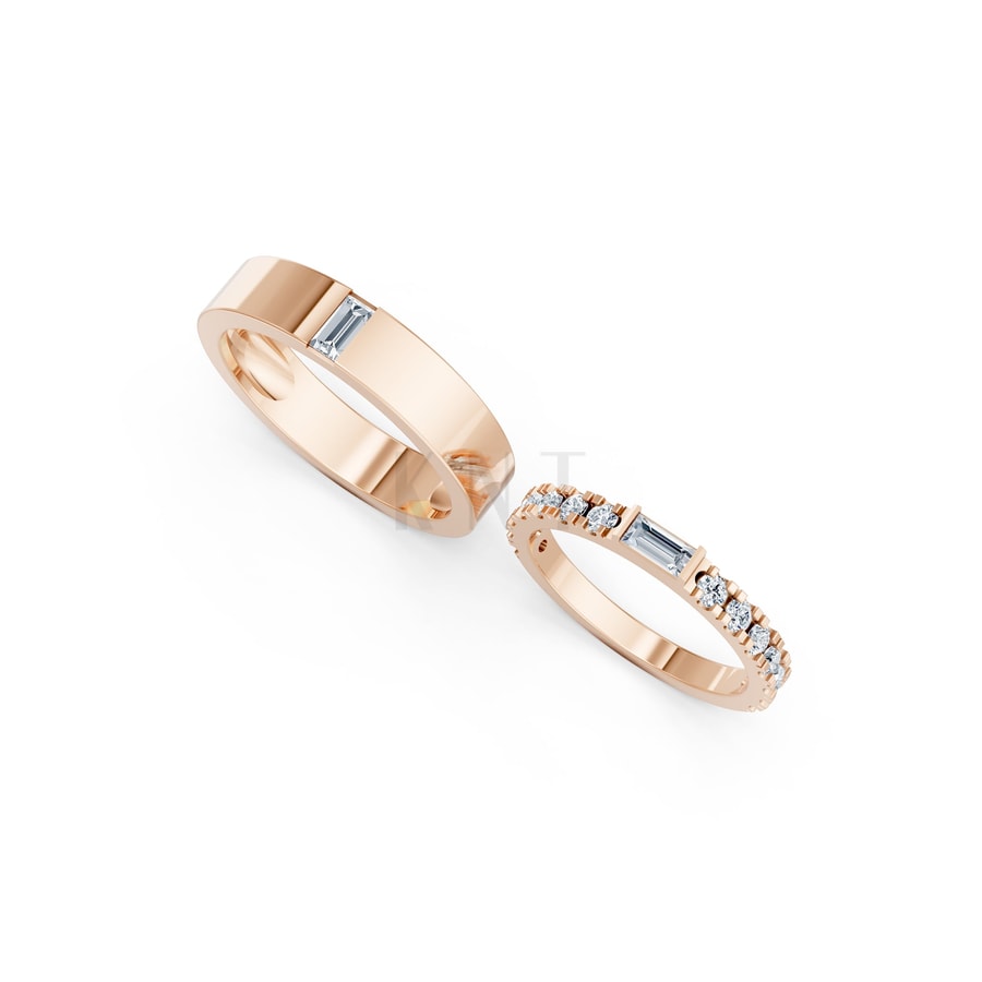 NHẪN CƯỚI A193 vàng hồng Rose Gold phong cách trẻ trung, nổi bật