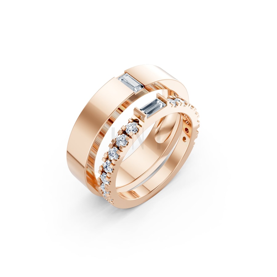 NHẪN CƯỚI A193 vàng hồng Rose Gold họa tiết ấn tượng, cá tính