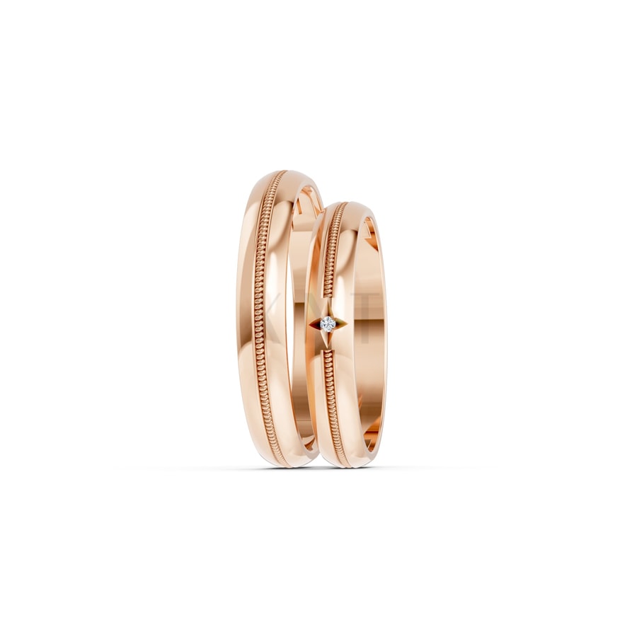 NHẪN CƯỚI A200 vàng hồng Rose Gold vàng đẹp, kiểu dáng trẻ trung, độc đáo