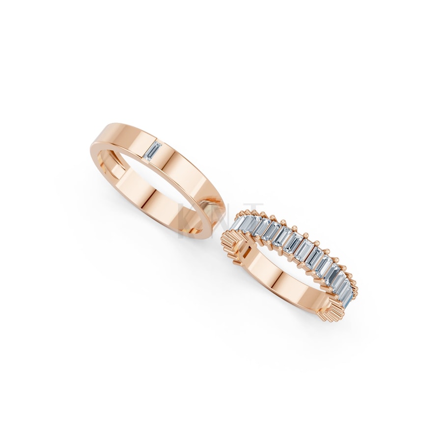 NHẪN CƯỚI A211 vàng hồng Rose Gold phong cách trẻ trung, nổi bật