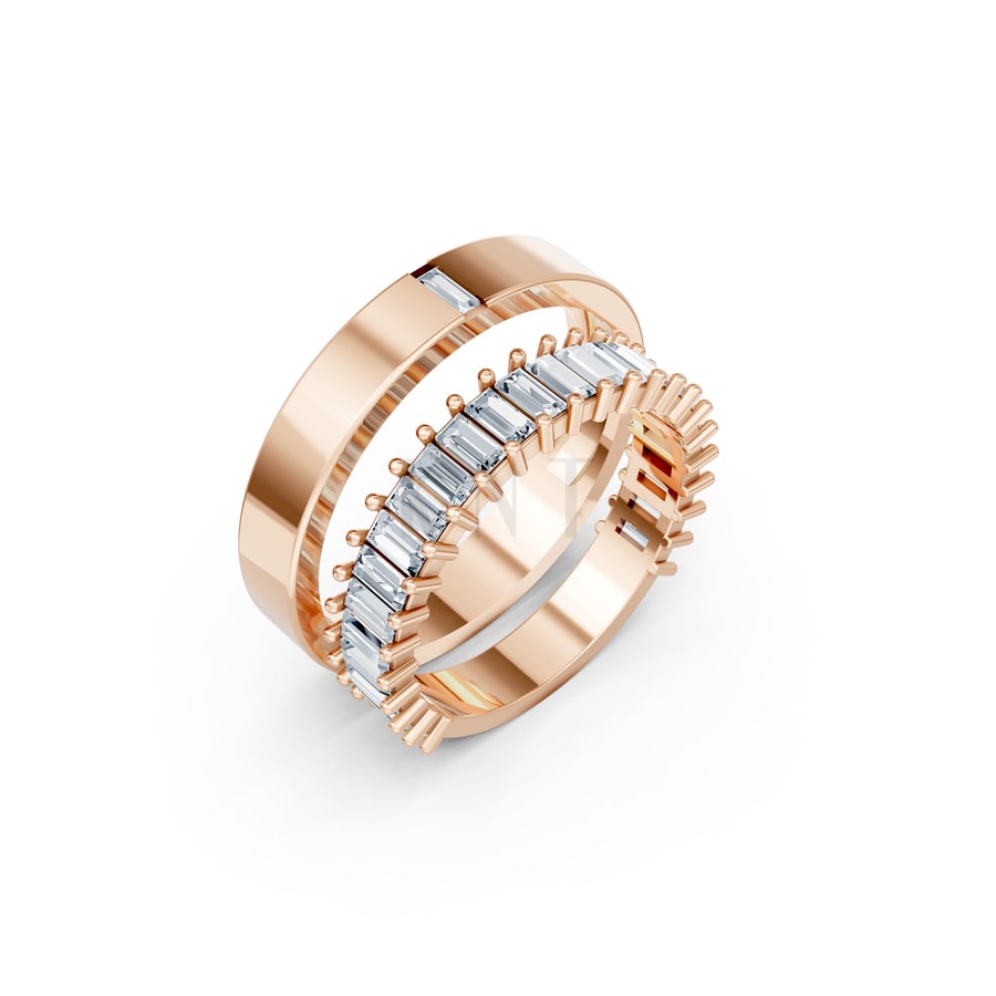 NHẪN CƯỚI A211 vàng hồng Rose Gold họa tiết ấn tượng, cá tính