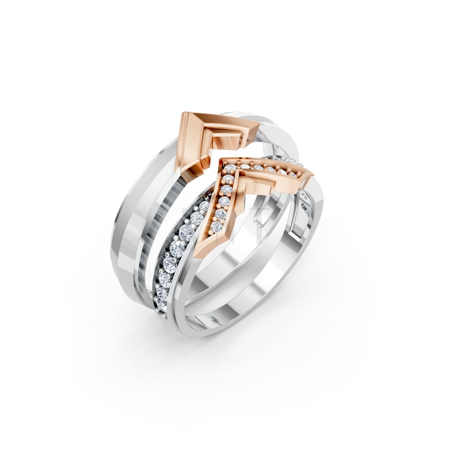 NHẪN CƯỚI A214 phối màu Dual Color họa tiết ấn tượng, cá tính