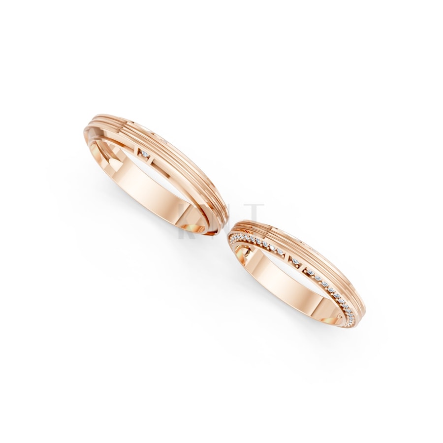 NHẪN CƯỚI A237 vàng hồng Rose Gold vàng đẹp, kiểu dáng trẻ trung, độc đáo