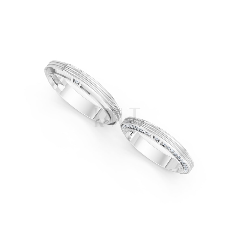 NHẪN CƯỚI A237 vàng trắng White Gold thiết kế trẻ trung, hiện đại