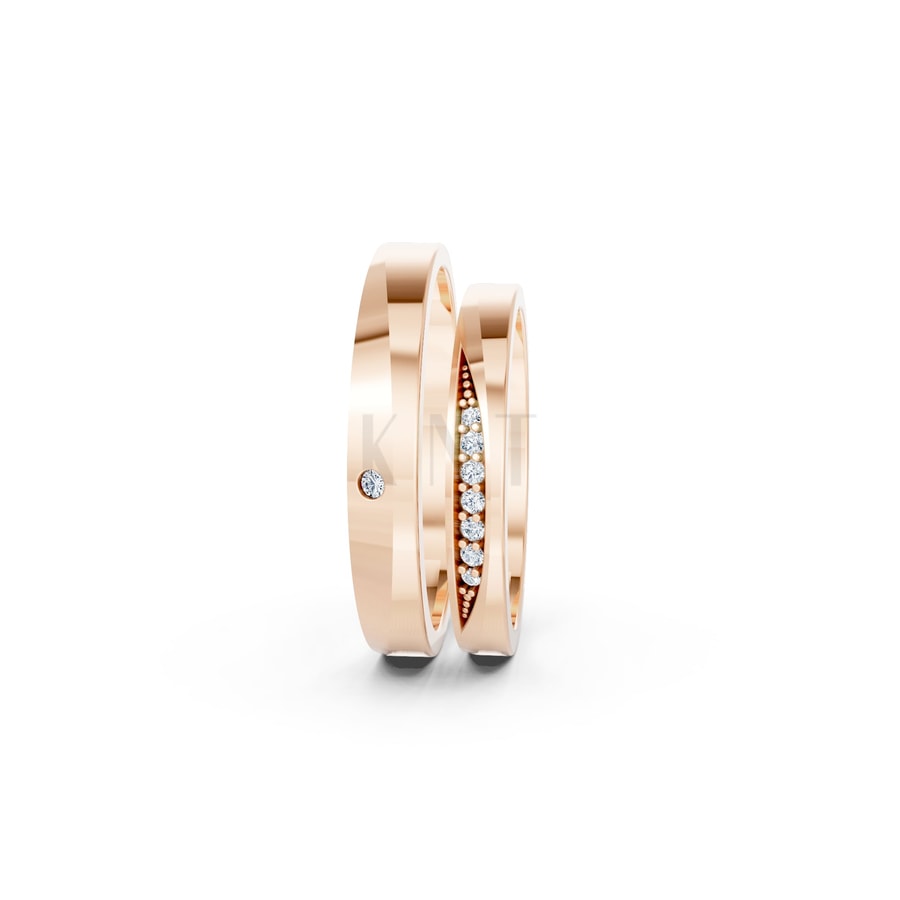 NHẪN CƯỚI A240 vàng hồng Rose Gold phong cách trẻ trung, nổi bật