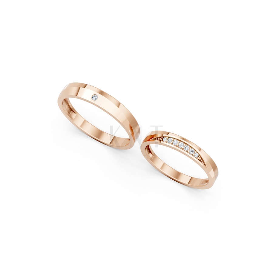 NHẪN CƯỚI A240 vàng hồng Rose Gold thiết kế đối xứng, phong cách, ấn tượng