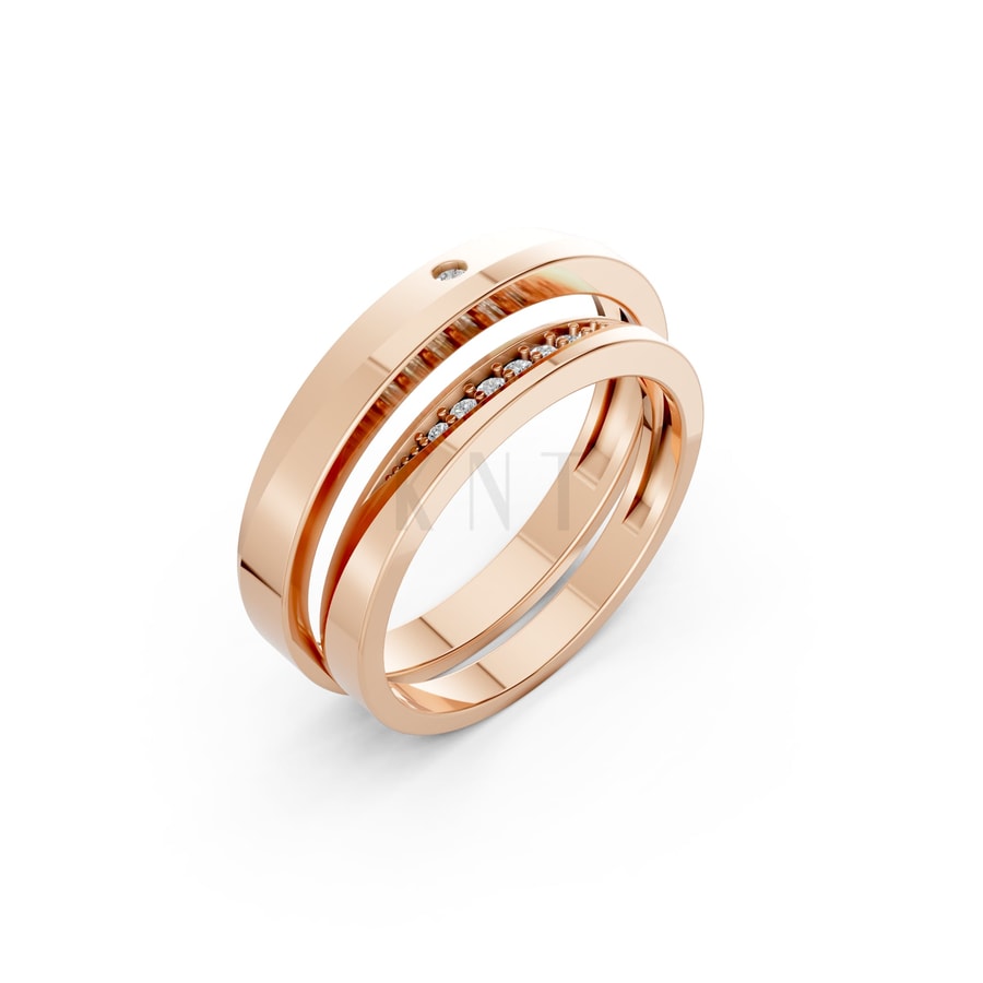 NHẪN CƯỚI A240 vàng hồng Rose Gold họa tiết ấn tượng, cá tính