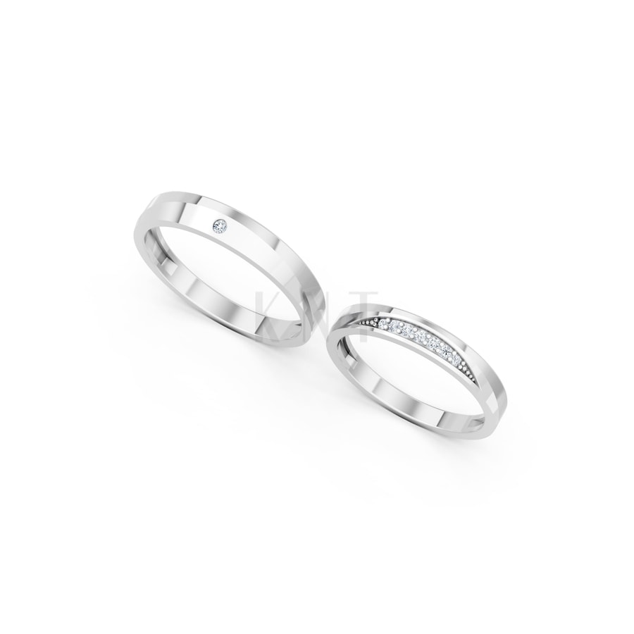 NHẪN CƯỚI A240 vàng trắng White Gold kiểu dáng cá tính, hiện đại