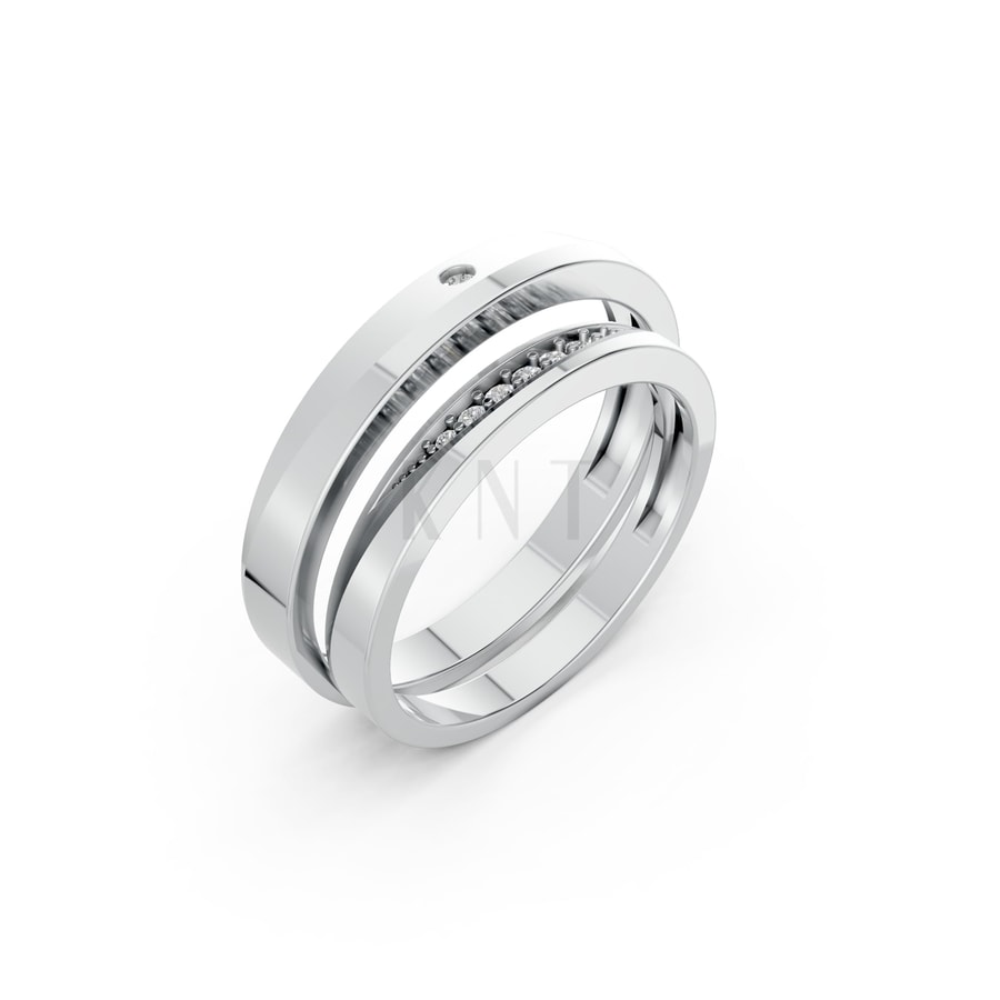 NHẪN CƯỚI A240 vàng trắng White Gold kiểu dáng hiện đại, nổi bật